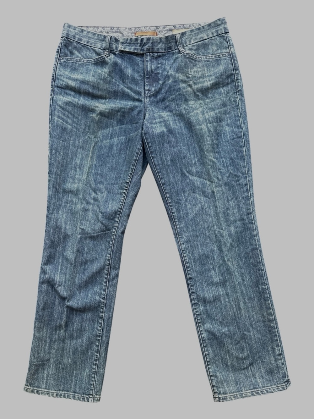 VTG 2007 Gap Flat Waist Pull On Straight Leg Jeans Size 14 Medium Wash